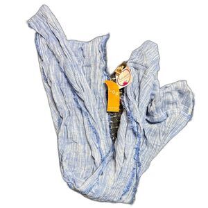 LOF Light Blue Striped Crinkled Scarf